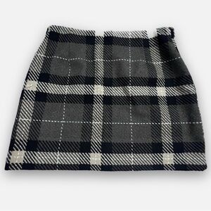 H&M Wool Plaid Brown Tan & Black Lined Mini Skirt NWT Size 10